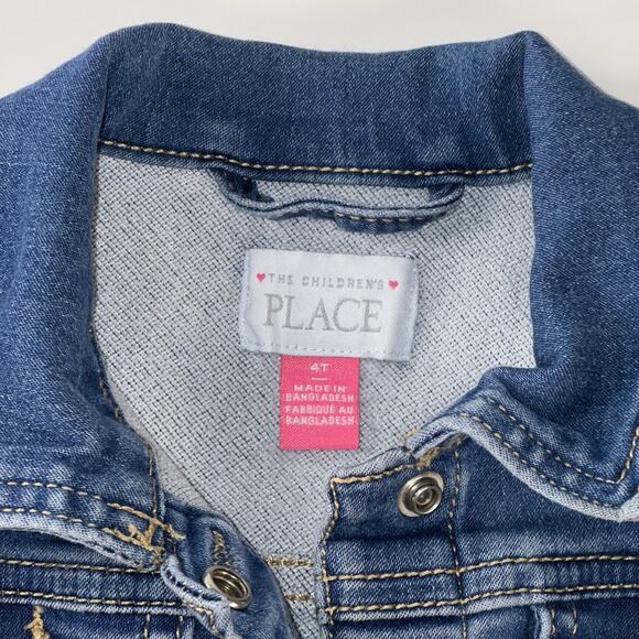 The Children’s Place Girls Denim Jacket Size 4T Classic Blue Jean Jacket - Picture 3 of 4